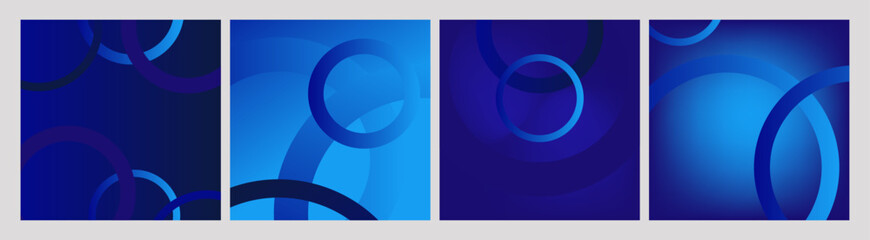 Set abstract sport blue  backgrounds with rings. Gradient illustration.Vector