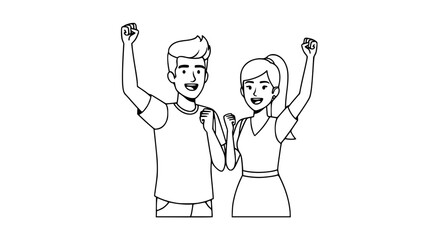Two People Cheering With Joy and Excitement