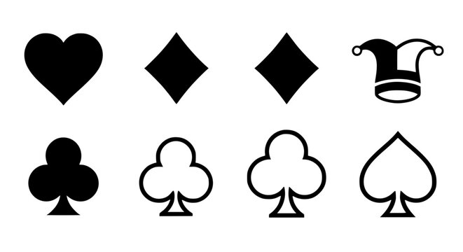 Playing Card Suits and Joker Symbol Set