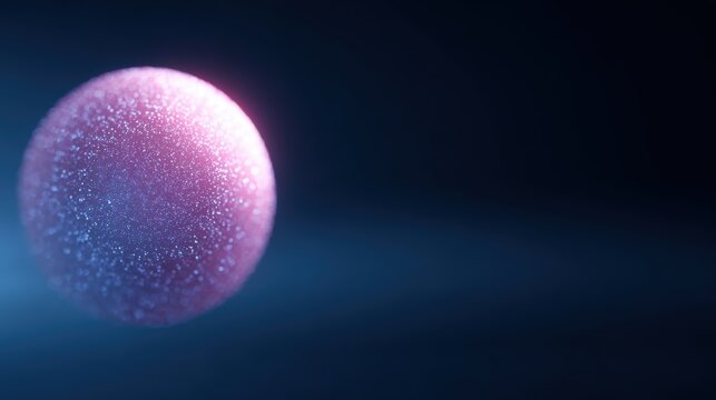Bright neon 3D sphere, glowing particle energy orb, deep space