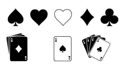 Collection of Playing Card Suits and Symbols Vector Graphics