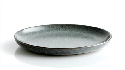 Gray ceramic plate isolated on white background