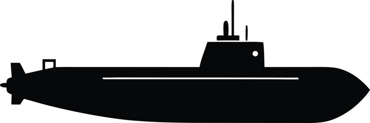 Isolated submarine silhouette. Simple undersea vehicle vector icon