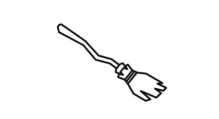 Simple Black Outline Drawing of a Classic Witchs Broomstick.