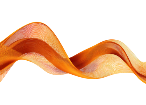 Orange Wavy Abstract Ribbon isolated on a transparent background