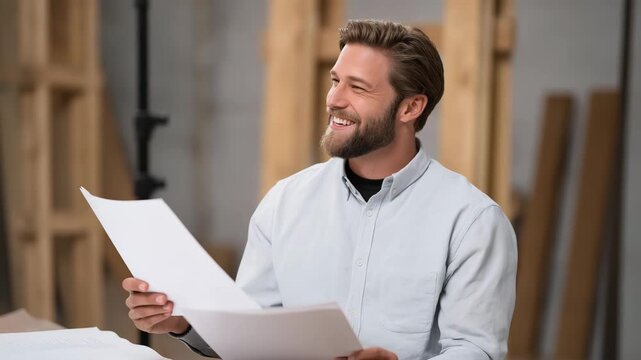 An actor performs a comedic scene in a casting studio, with props scattered, a script open, a casting director chuckling, and a camera rolling, shown in a lively photo with prop details, paper