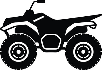 Isolated four-wheeler silhouette. Off-road ATV vehicle vector graphic.
