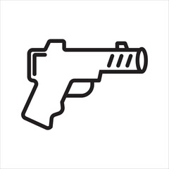 Gun pistol silhouette isolated on white background. Gun pistol icon vector illustration.