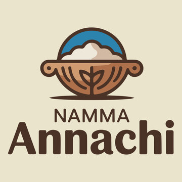 Namma annachi logo featuring a stylized bowl of rice and a leafy plant design