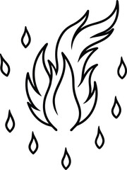 magical phoenix feathers raining fire illustration on transparent background