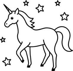 magical unicorn made of stars illustration on transparent background