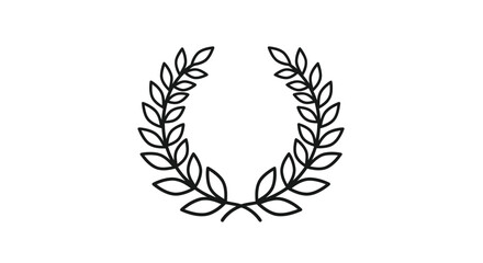 Fototapeta premium Simple Black and White Laurel Wreath Symbol of Victory.