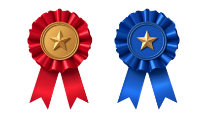  Ribbon Award Pair, isolated on transparent background