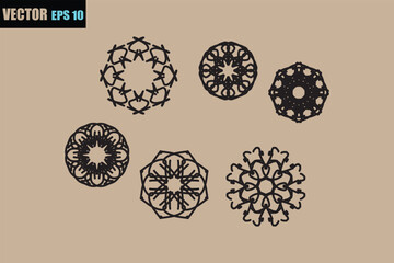 Intricate black geometric mandala designs on a textured beige background offering a sense of symmetry and artistic detail