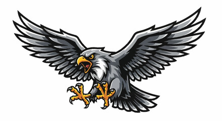 Obraz premium Powerful eagle mascot soaring with outstretched wings, perfect for sports teams, emblems, or bold brand designs needing a fierce, dynamic symbol