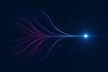 Artificial intelligence and big data technology concept with colorful neon network connections and light convergence