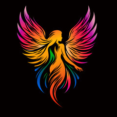 Obraz premium Vibrant Colorful Fairy or Phoenix Silhouette-vectors