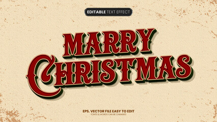 Merry christmas 3d editable text effect, style vintage