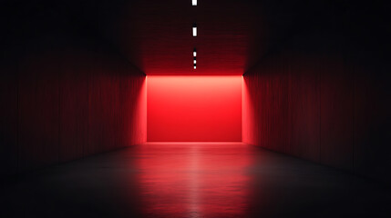 An evocative tunnel bathed in intense red light, juxtaposing mystery and illumination. The darkness leads to a fiery glow, creating an arresting visual contrast that piques interest.