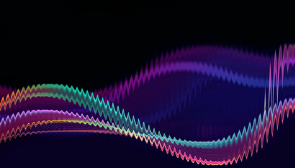 Vibrant Purple and Blue Neon Light Spiral Wave Background with Glassy Sheen