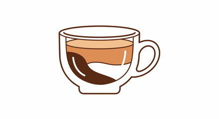 Artistic Illustration of a Layered Coffee Drink in Glass Cup.