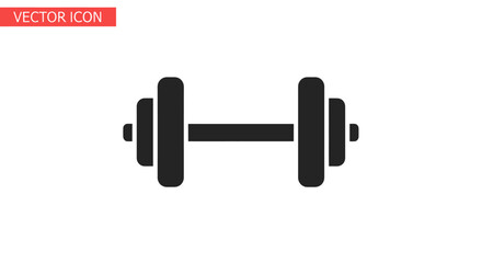 Black Dumbbell Icon for Fitness and Workout.
