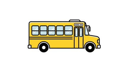 Bright Yellow Cartoon School Bus Illustration for Education.