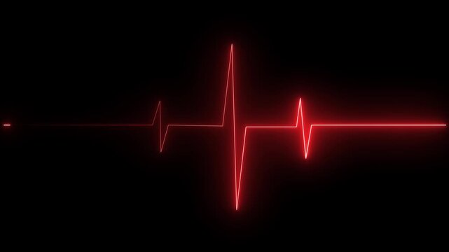 Heart Beating Animation. Heart Rate Glowing Lines. Heart Pumping. Glowing Heartbeat line icon animation. shows lines. Cardiogram, heart pulse electric neon line color animation. neon heartbeat display