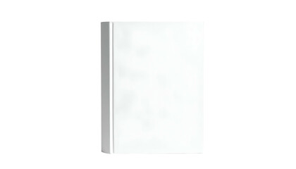 Fototapeta premium Isolated, vertically positioned white book with blank cover, centered on a black background