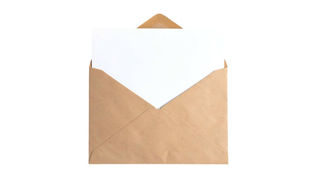 An open brown paper envelope with a white piece of paper partially inside