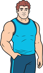 Fototapeta premium Muscular Man Cartoon Character