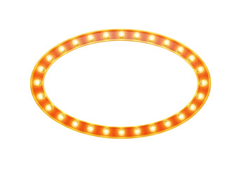 Oval Marquee Sign with Glowing Bulbs isolated on a transparent background lights