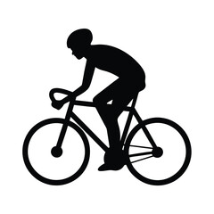 Naklejka premium Silhouette illustration of a cyclist riding a bicycle against a white background
