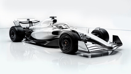 White F1 Racing Car in Minimal Futuristic Studio