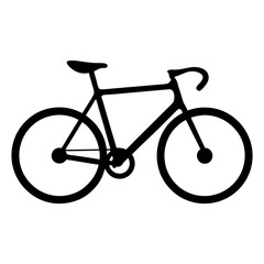 Obraz premium Sleek black silhouette of a road bicycle with curved handlebars and seat