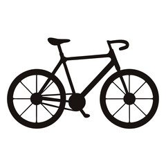 Monochrome vector illustration of a classic bicycle with curved handlebars on white