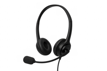 Black headset with microphone for customer service communication
