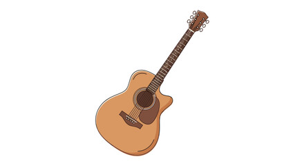 Naklejka premium Detailed Illustration of an Acoustic Guitar with Wooden Body.