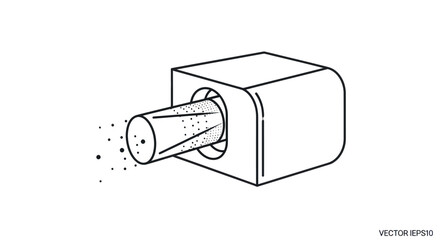 Simple Line Drawing of a Pencil Sharpener with Pencil Shavings.