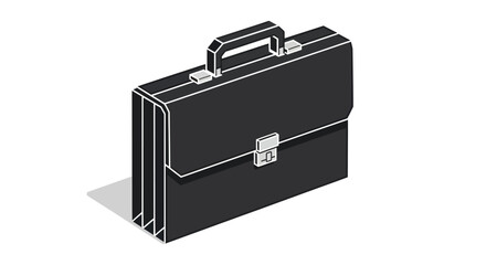 Black Leather Briefcase with Handle and Silver Clasp.