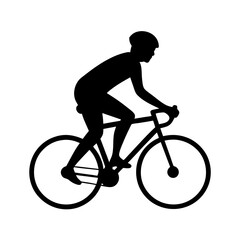 Obraz premium Silhouette of a cyclist riding a bicycle on a white background