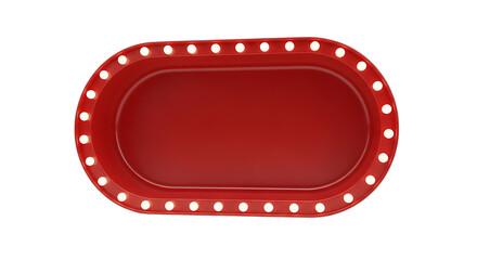 Red oval marquee sign with white light bulbs isolated on a transparent background lights