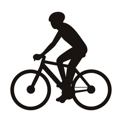 Obraz premium Silhouette of a cyclist on a road bike, wearing a helmet on white