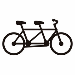 Obraz premium A black silhouette of a tandem bicycle with two seats and handle