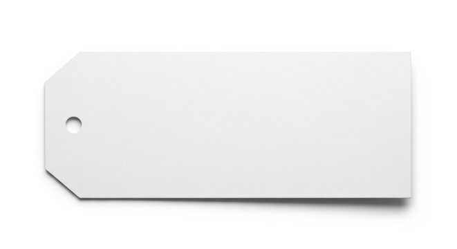 Blank white gift tag with side hole for string attachment on isolated background
