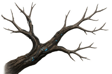 Fototapeta premium Glowing fantasy tree with bare branches, ethereal wood, alien nature, magical element, digital art