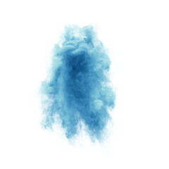Vertical burst of blue smoke rising on a white background, forming a dynamic, modern, and abstract effect ideal for creative backgrounds, digital art, artistic projects, or visual design concepts


