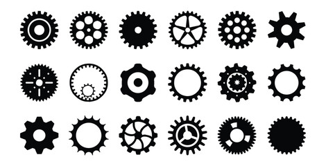 Cog wheel. Gear wheel icon set. Simple Gear wheel collection. Cogwheel. Gear icons.