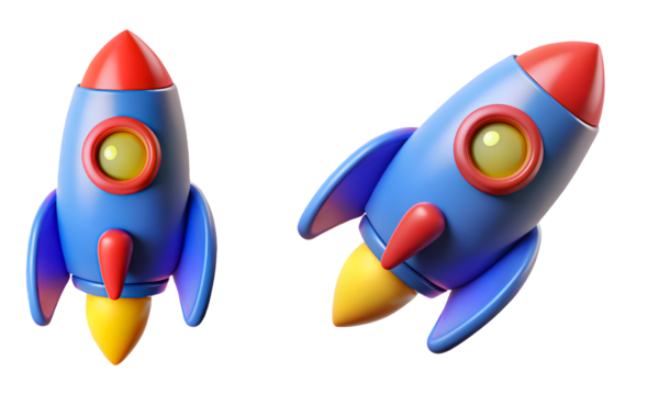 cartoon rocket in space