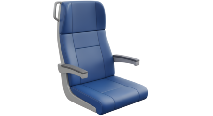 Blue leather seat isolated on transparent background, a comfortable and stylish seating option for various applications, offering both support and aesthetic appeal
